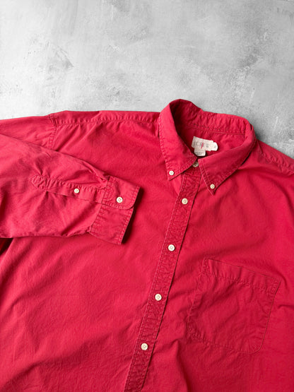 Faded Red J.Crew Oxford Shirt Y2K - XL