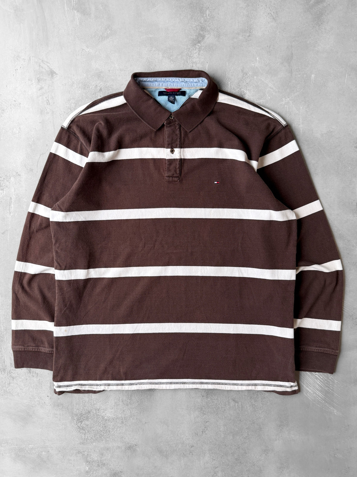 Striped Long Sleeved Polo Shirt - XXL