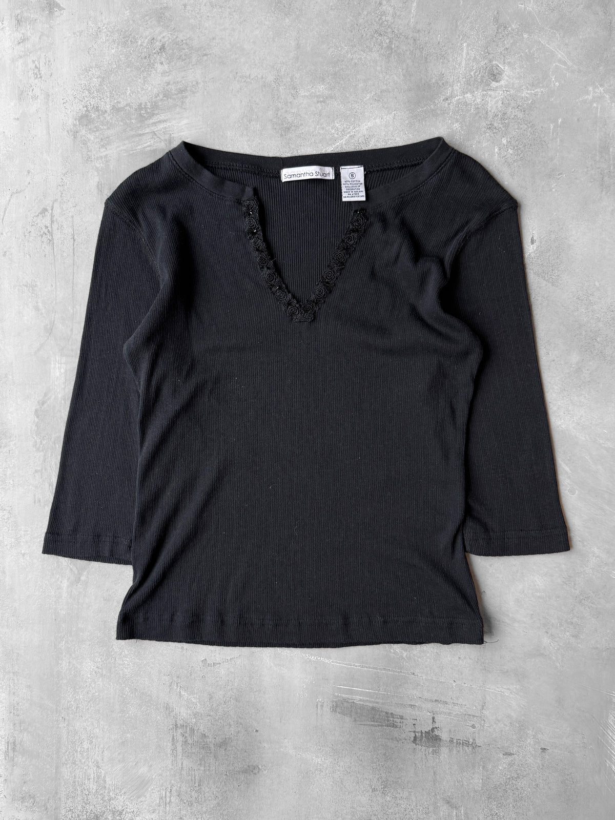 Embellished Black Top Y2K - Small