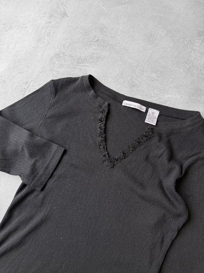 Embellished Black Top Y2K - Small