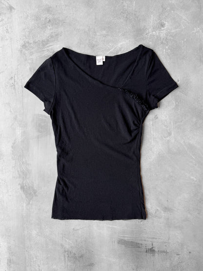 Fitted Black Mesh Top Y2K - Small