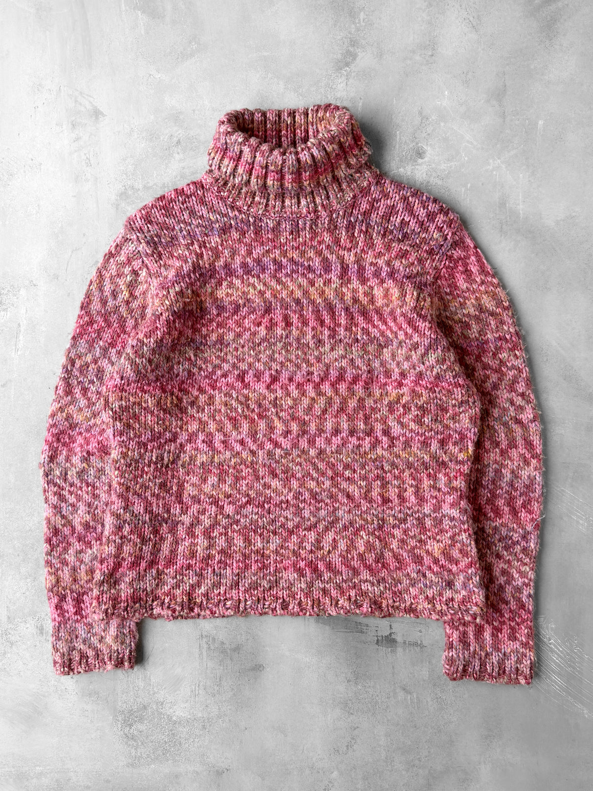 Chunky Knit Pink Turtleneck Sweater 00's - XL
