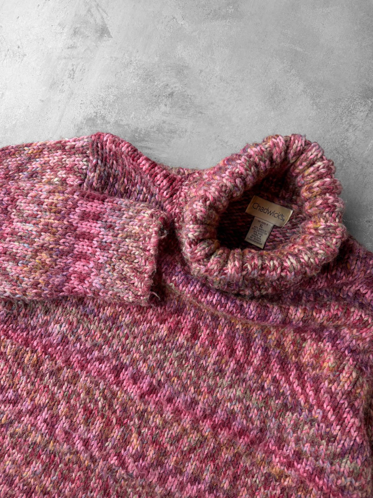 Chunky Knit Pink Turtleneck Sweater 00's - XL