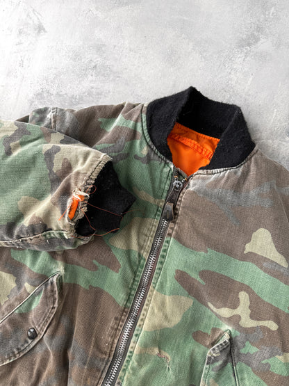 Reversible Camo Bomber Jacket 80's - Medium