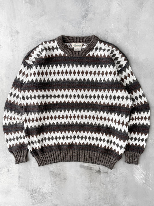 Diamond Pattern Sweater Y2K - Large