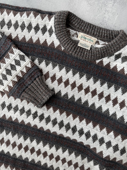 Diamond Pattern Sweater Y2K - Large