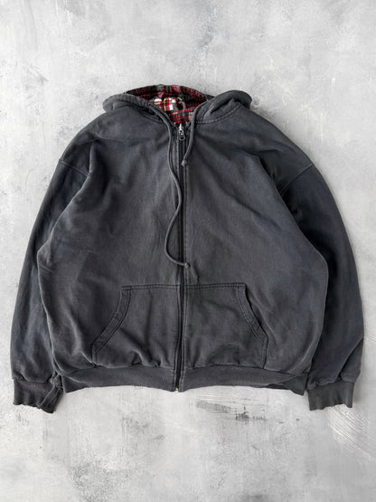 Distressed Full Zip Hoodie Y2K - XL