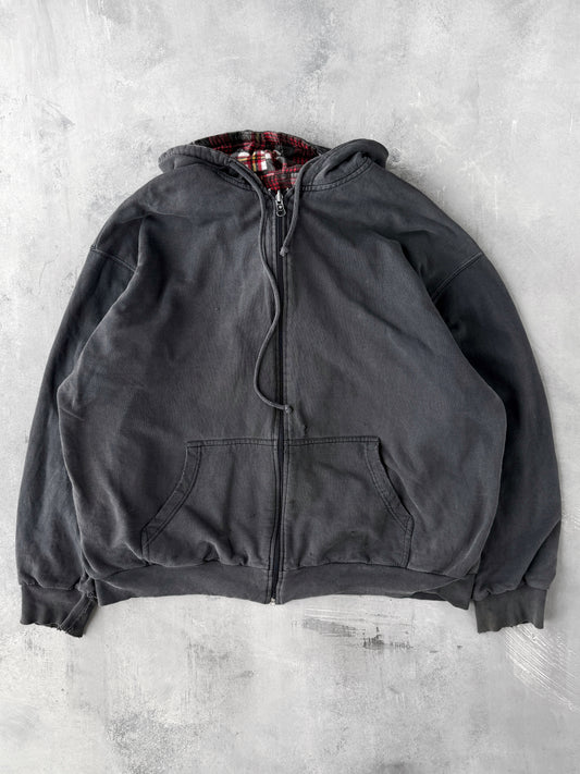 Distressed Full Zip Hoodie Y2K - XL
