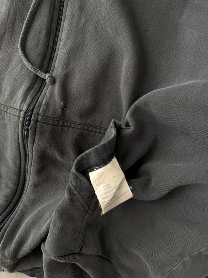 Distressed Full Zip Hoodie Y2K - XL