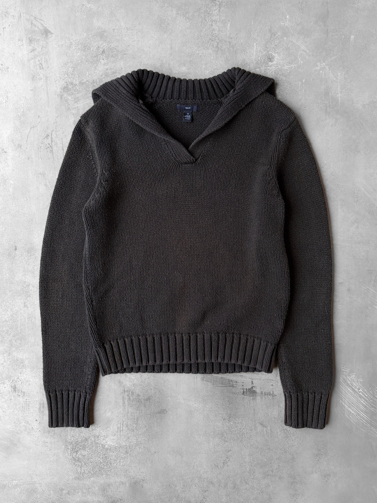 Collared Black Sweater Y2K - Medium
