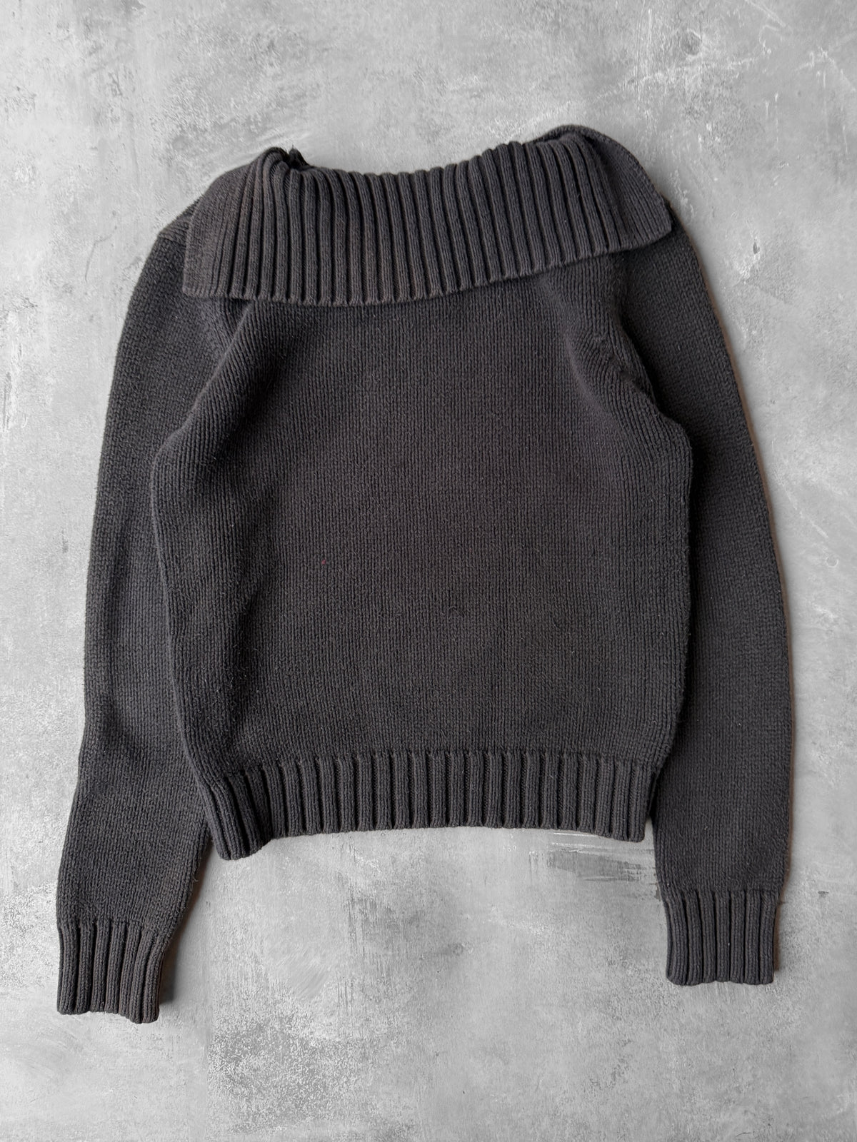 Collared Black Sweater Y2K - Medium