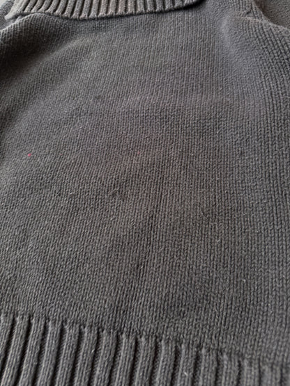 Collared Black Sweater Y2K - Medium