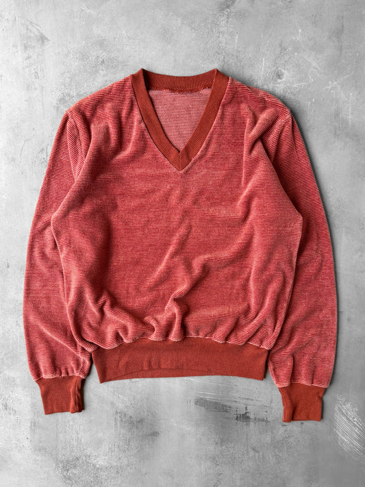 Velour Pinstriped Sweater 70's - Medium