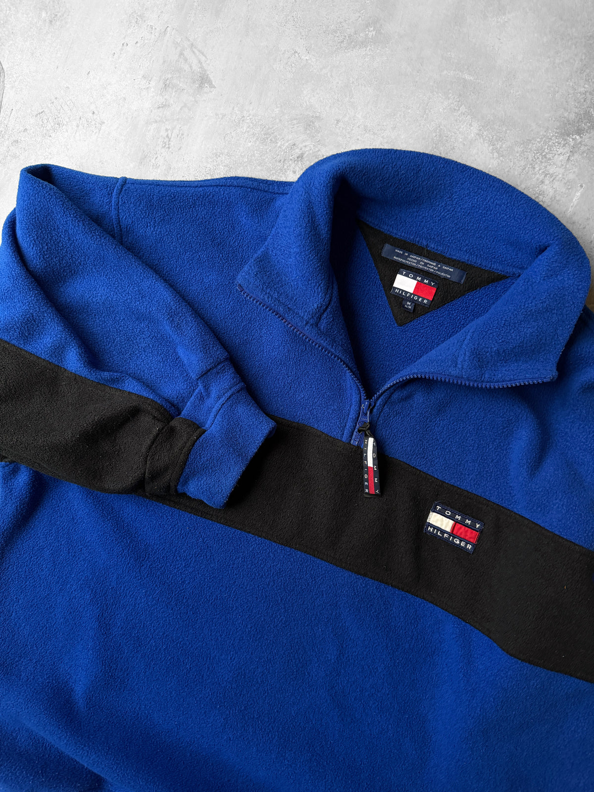 Tommy Hilfiger Blue Fleece Pullover 90's - Medium