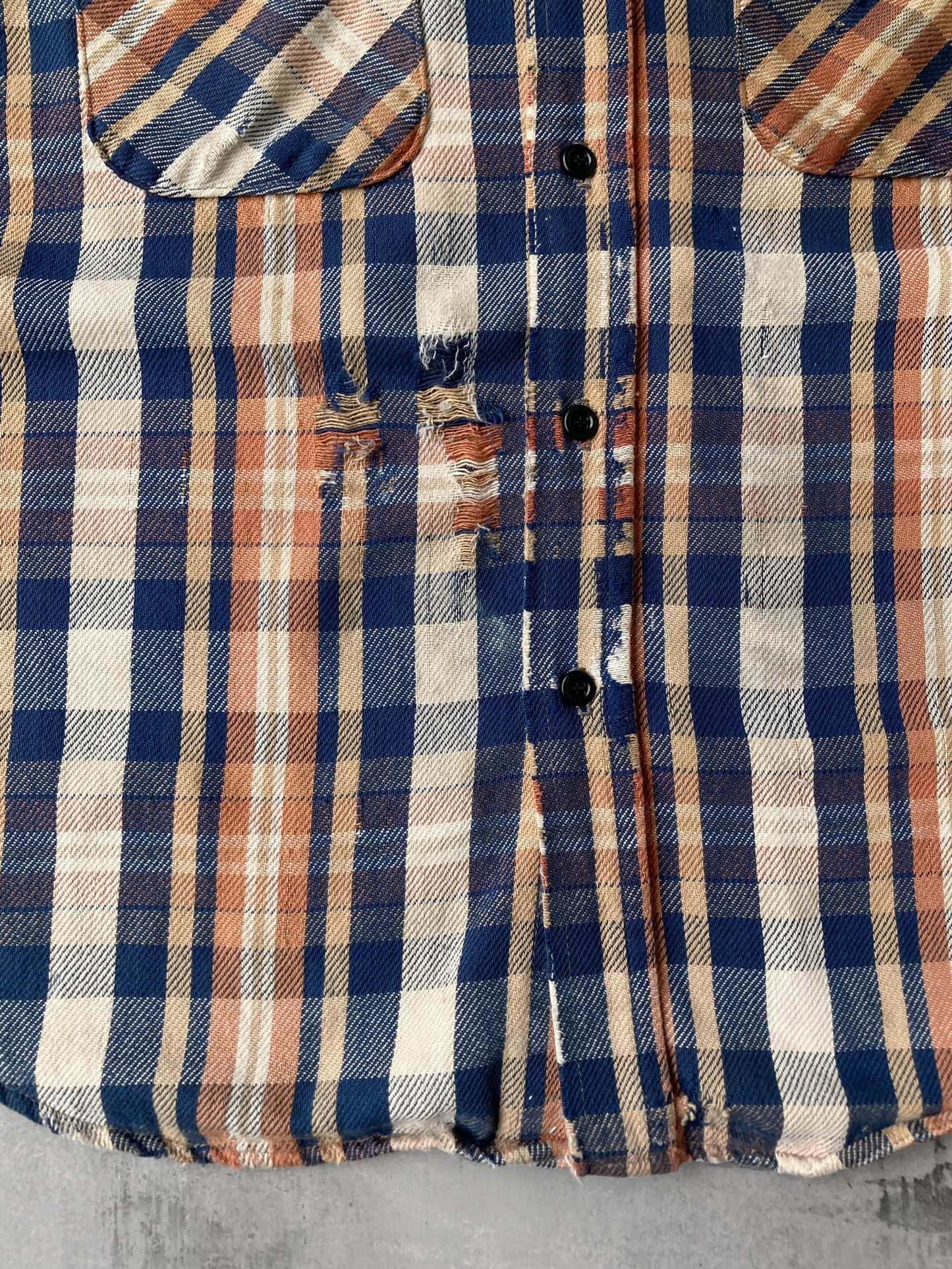 Distressed Plaid Flannel Shirt 90's - XL