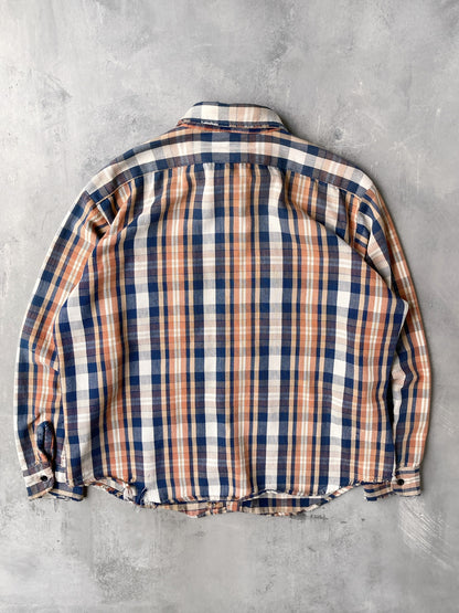 Distressed Plaid Flannel Shirt 90's - XL