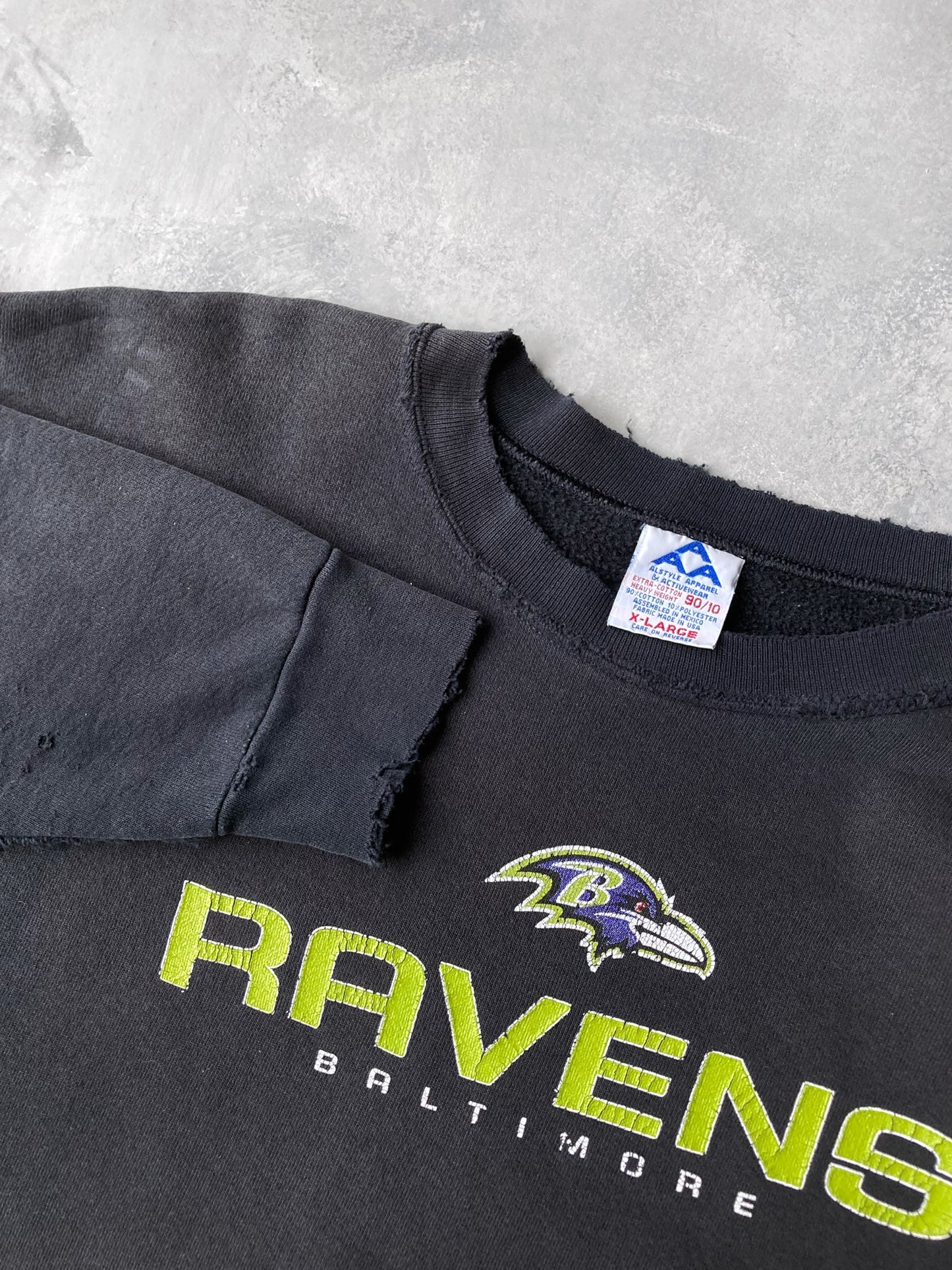 Distressed Baltimore Ravens Crewneck 90's - XL