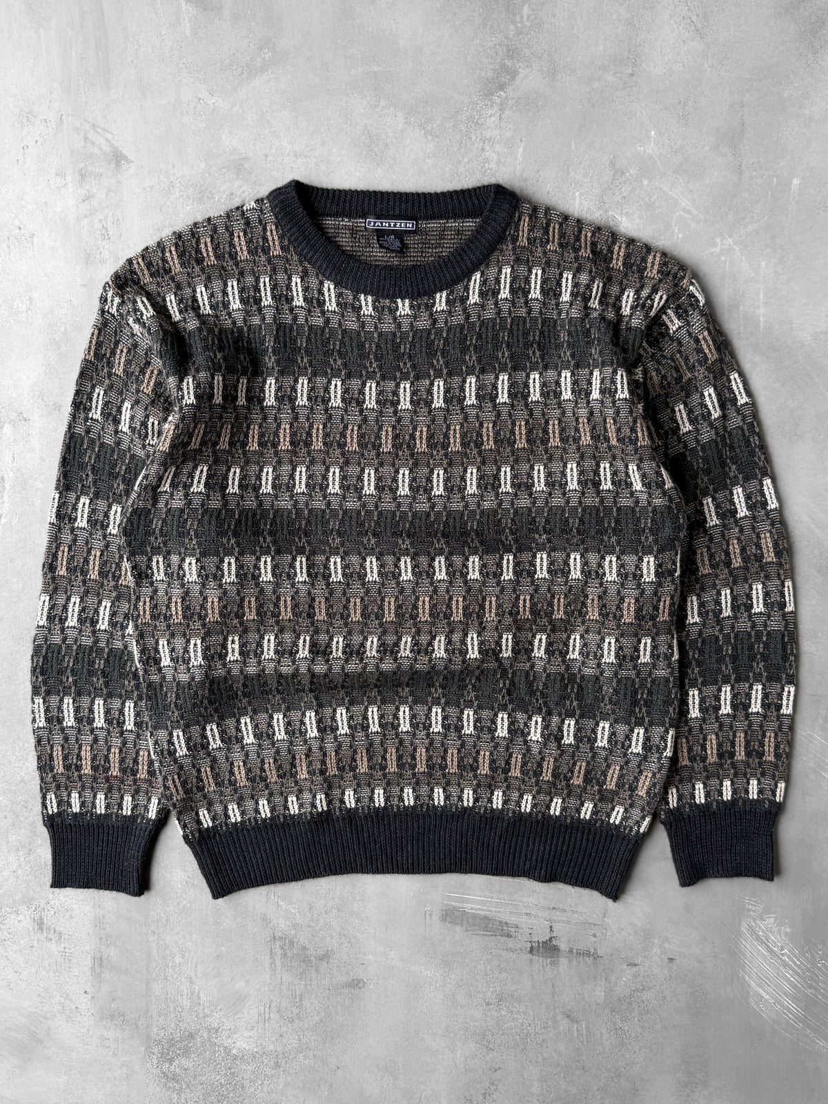 Neutral Patterned Sweater 90's - Large