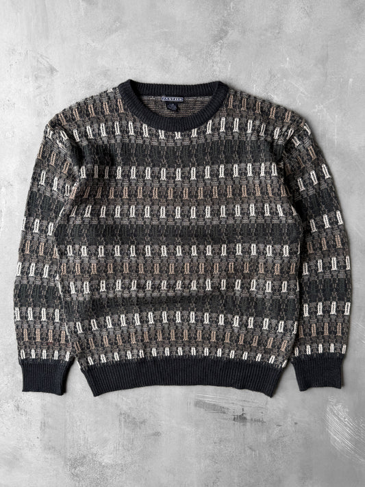 Neutral Patterned Sweater 90's - Large