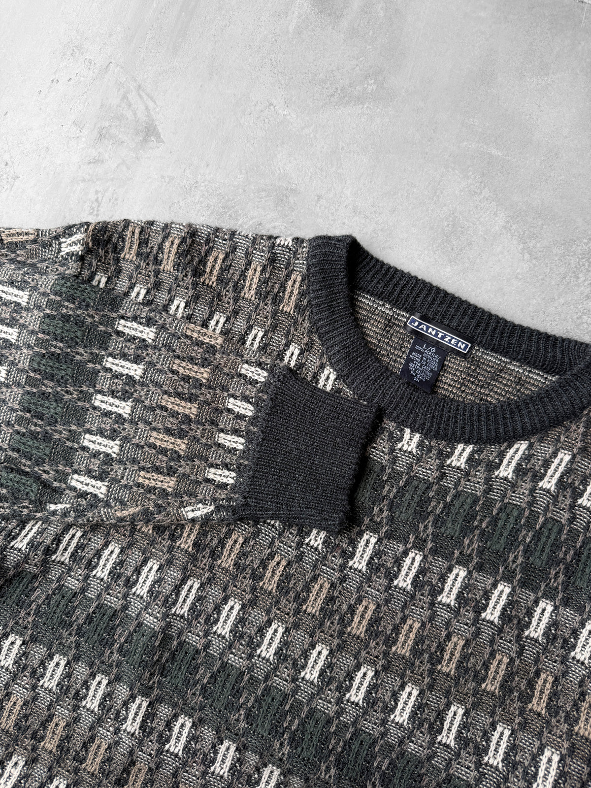 Neutral Patterned Sweater 90's - Large