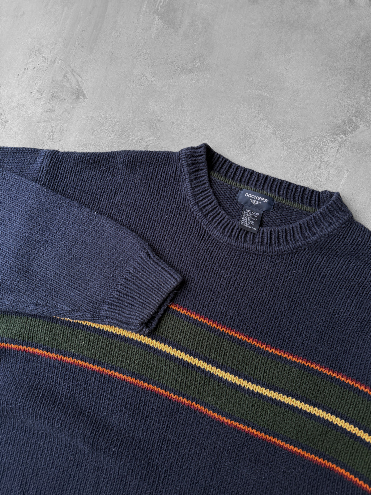 Navy with Stripe Sweater Y2K - XXL