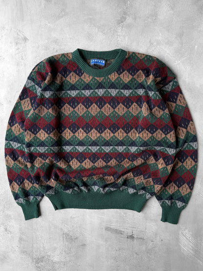 Check Patterned Sweater Y2K - Large