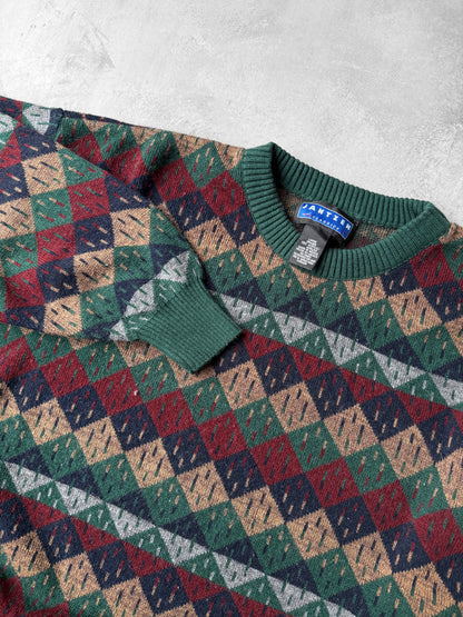 Check Patterned Sweater Y2K - Large