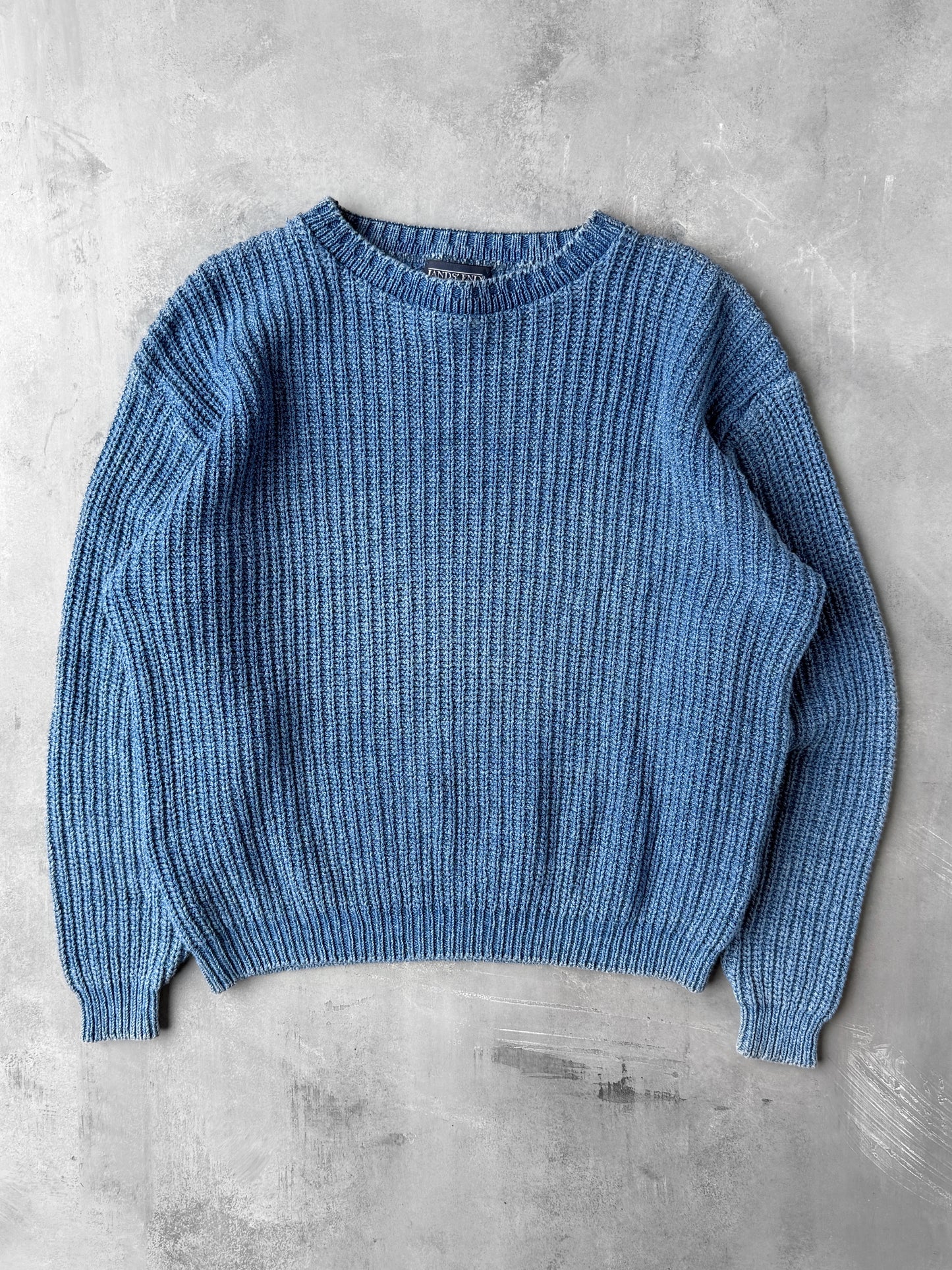Faded Blue Ribbed Sweater 90's - Medium