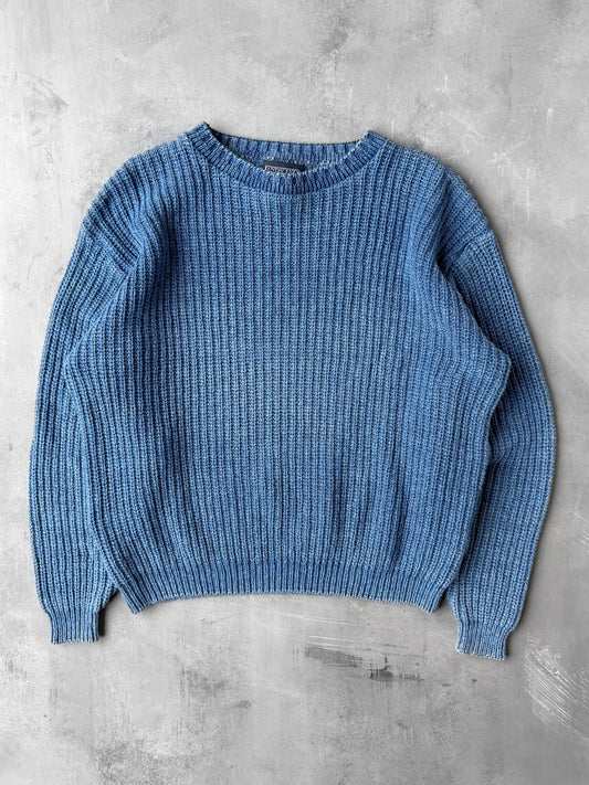 Faded Blue Ribbed Sweater 90's - Medium