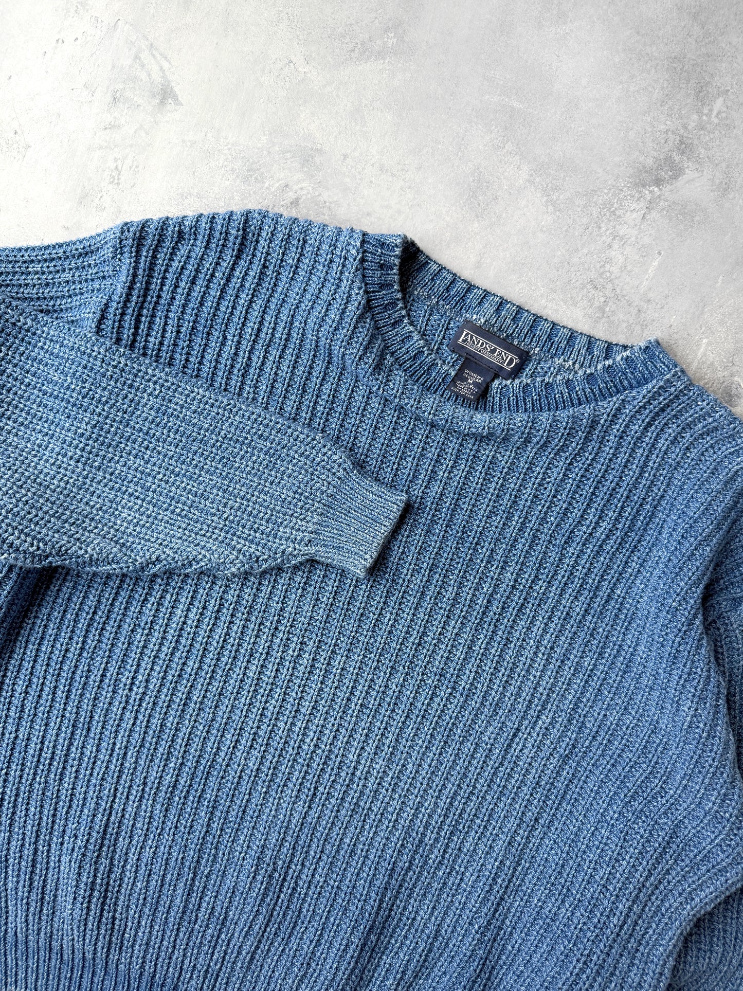 Faded Blue Ribbed Sweater 90's - Medium