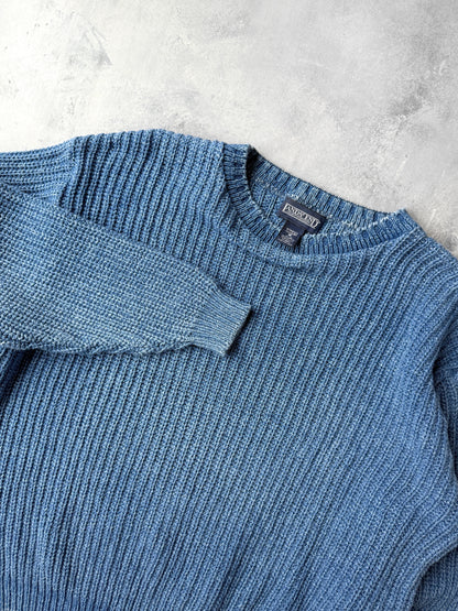 Faded Blue Ribbed Sweater 90's - Medium