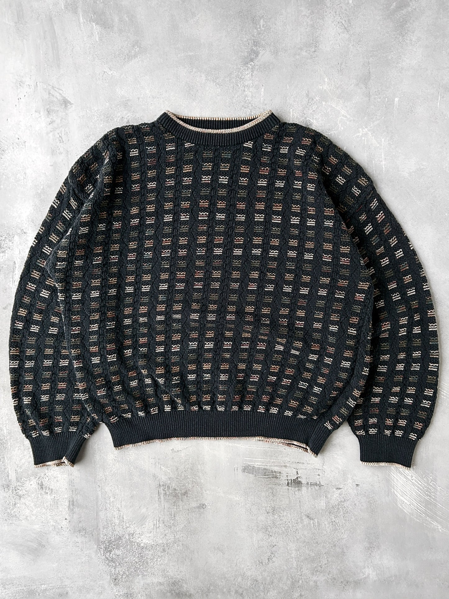 Grid Pattern Sweater Y2K - XL