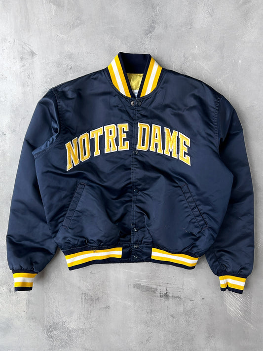 University of Notre Dame Satin Bomber Jacket 80's - Medium / Large