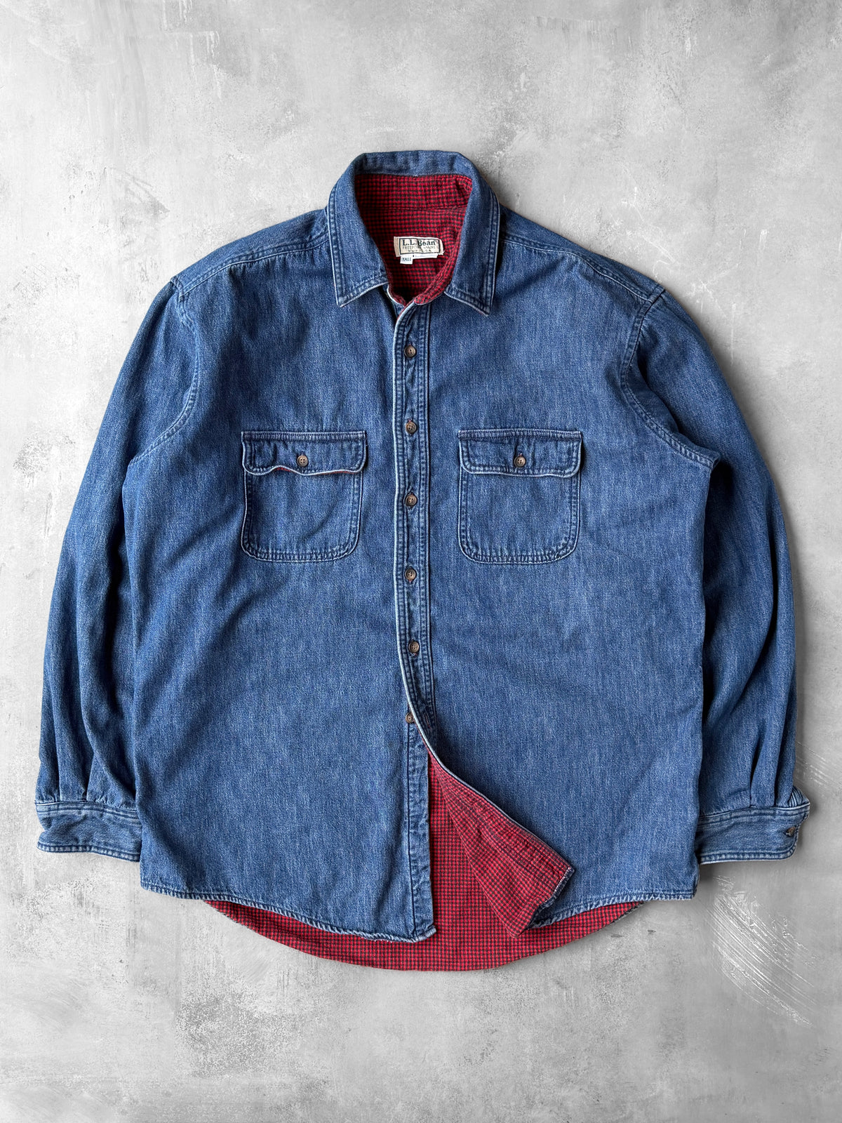 Flannel-Lined Denim Shirt 90's - Large Tall