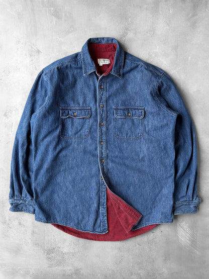 Flannel-Lined Denim Shirt 90's - Large Tall