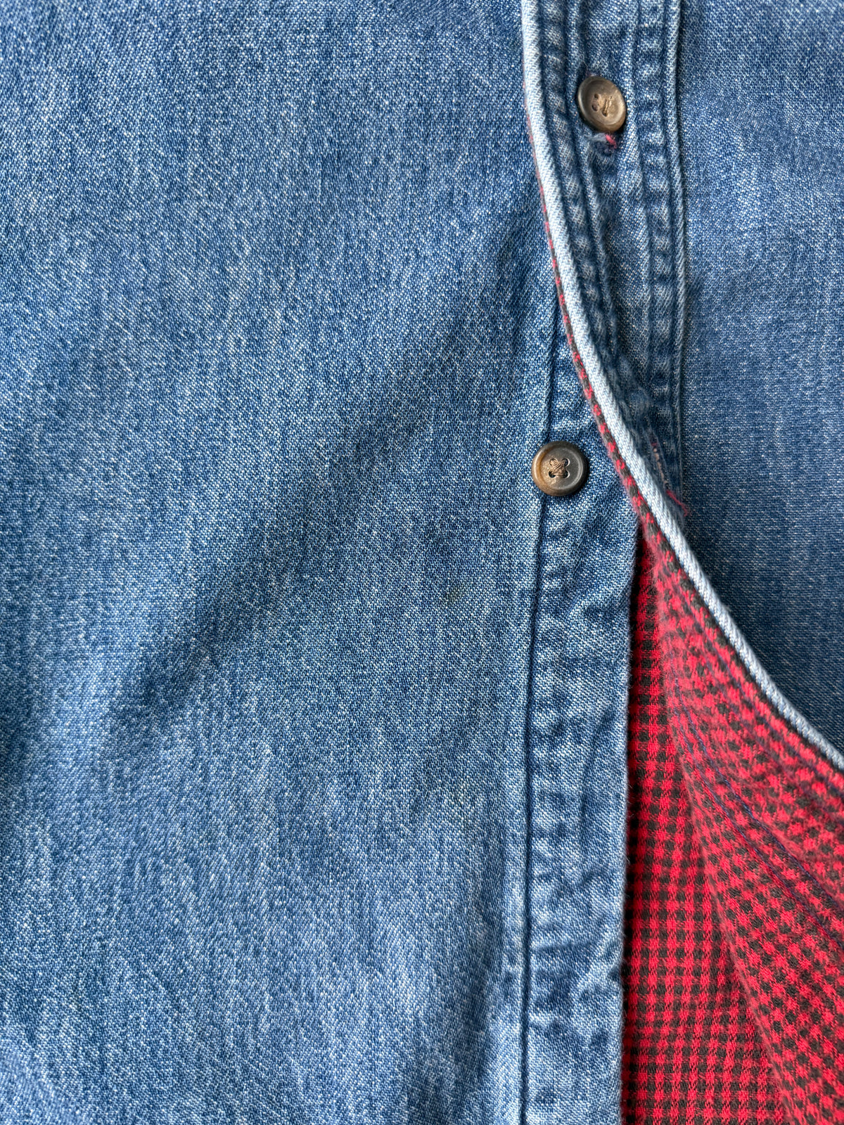 Flannel-Lined Denim Shirt 90's - Large Tall