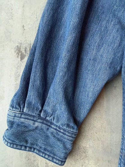 Flannel-Lined Denim Shirt 90's - Large Tall