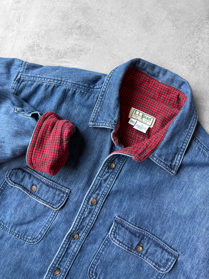 Flannel-Lined Denim Shirt 90's - Large Tall