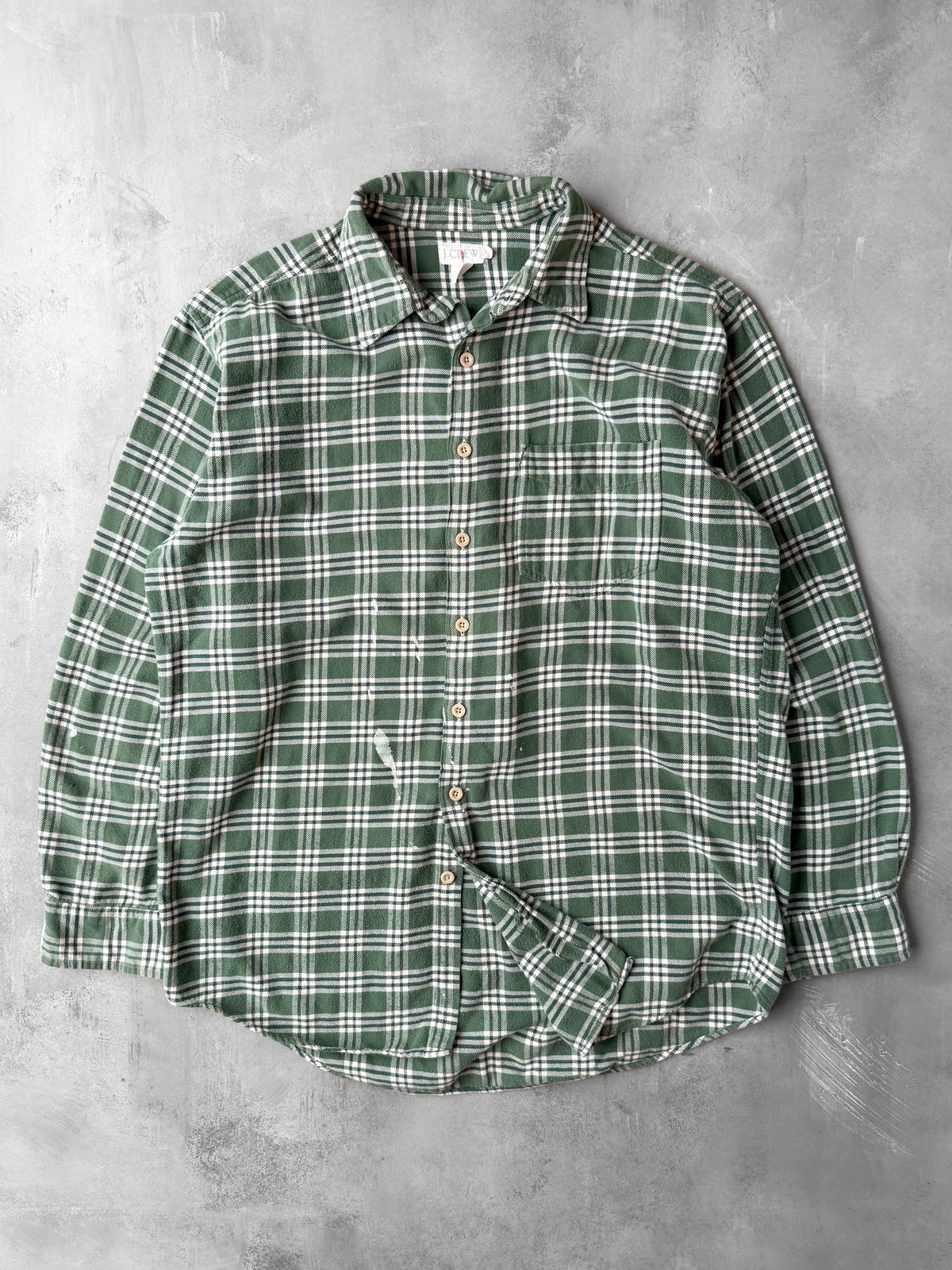 J. Crew Green Flannel Shirt Y2K - Large Tall