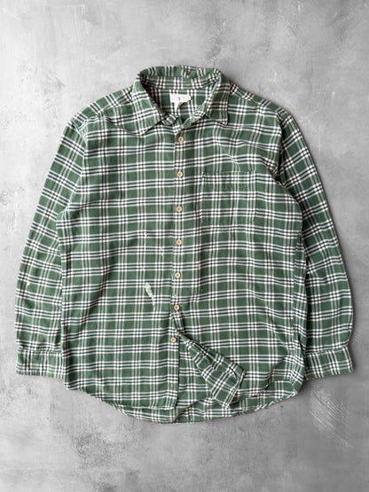J. Crew Green Flannel Shirt Y2K - Large Tall