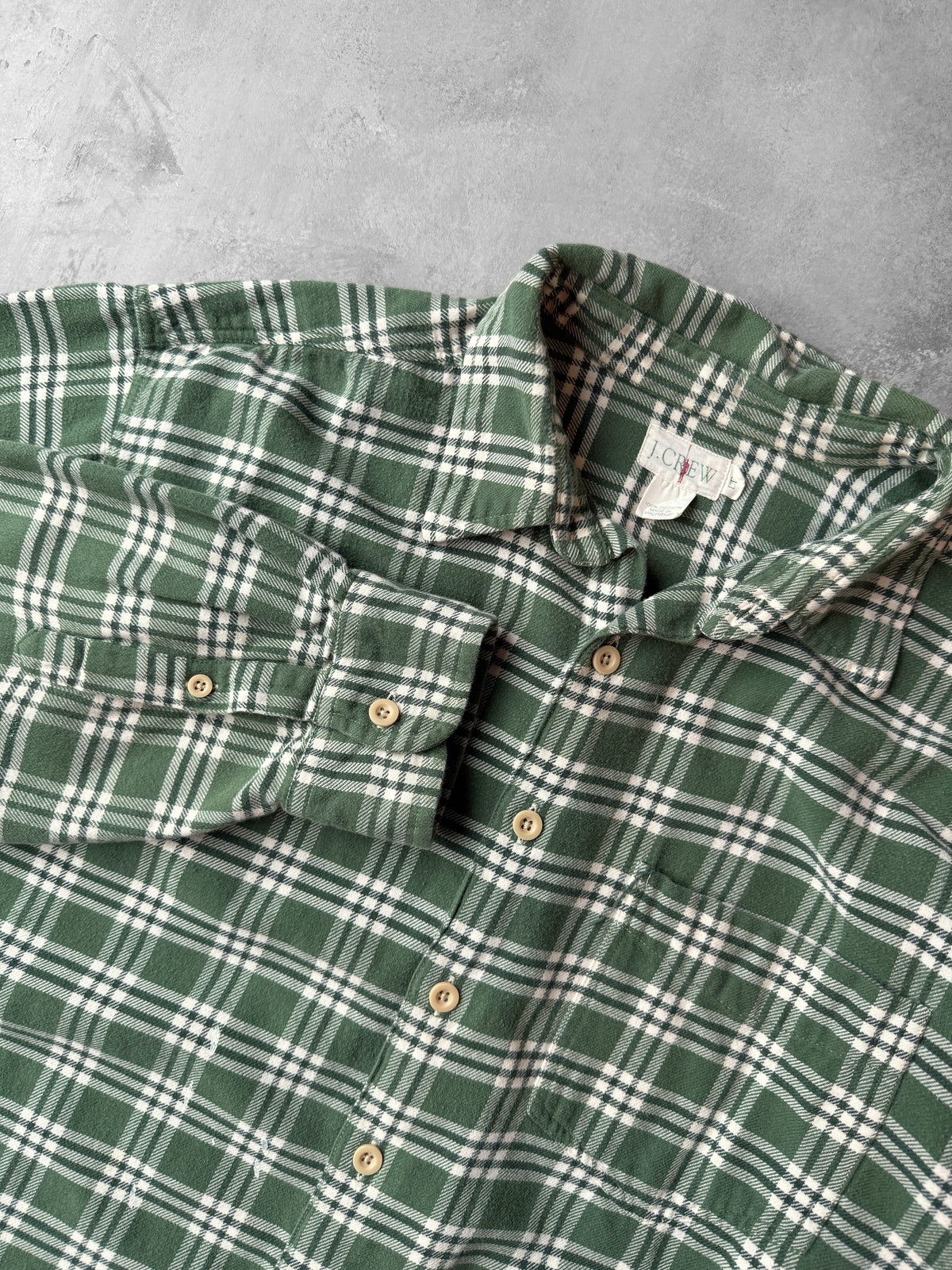 J. Crew Green Flannel Shirt Y2K - Large Tall