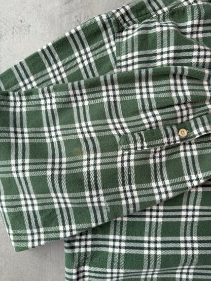 J. Crew Green Flannel Shirt Y2K - Large Tall