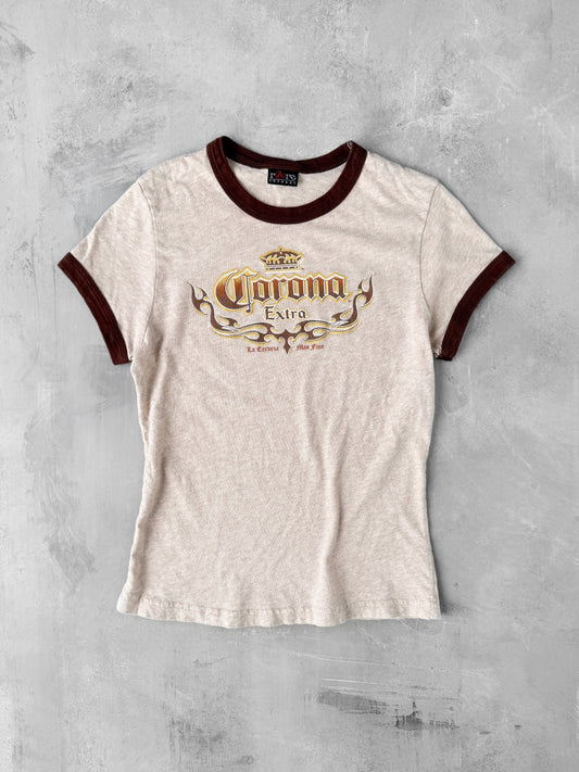 Corona Ringer Baby Tee Y2K - Medium