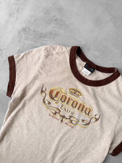 Corona Ringer Baby Tee Y2K - Medium