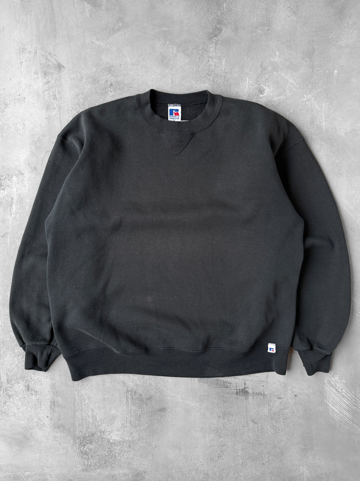 Russell Athletic Blank Black Sweatshirt 90's - XL