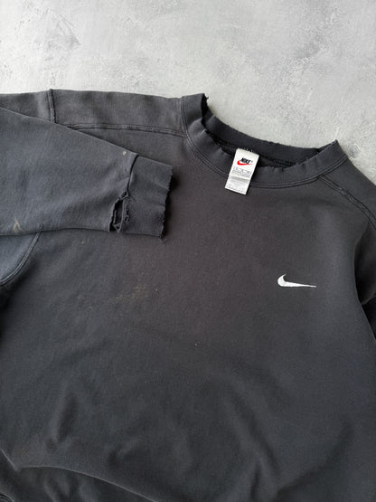 Distressed Nike Essential Black Sweatshirt 90's - XL