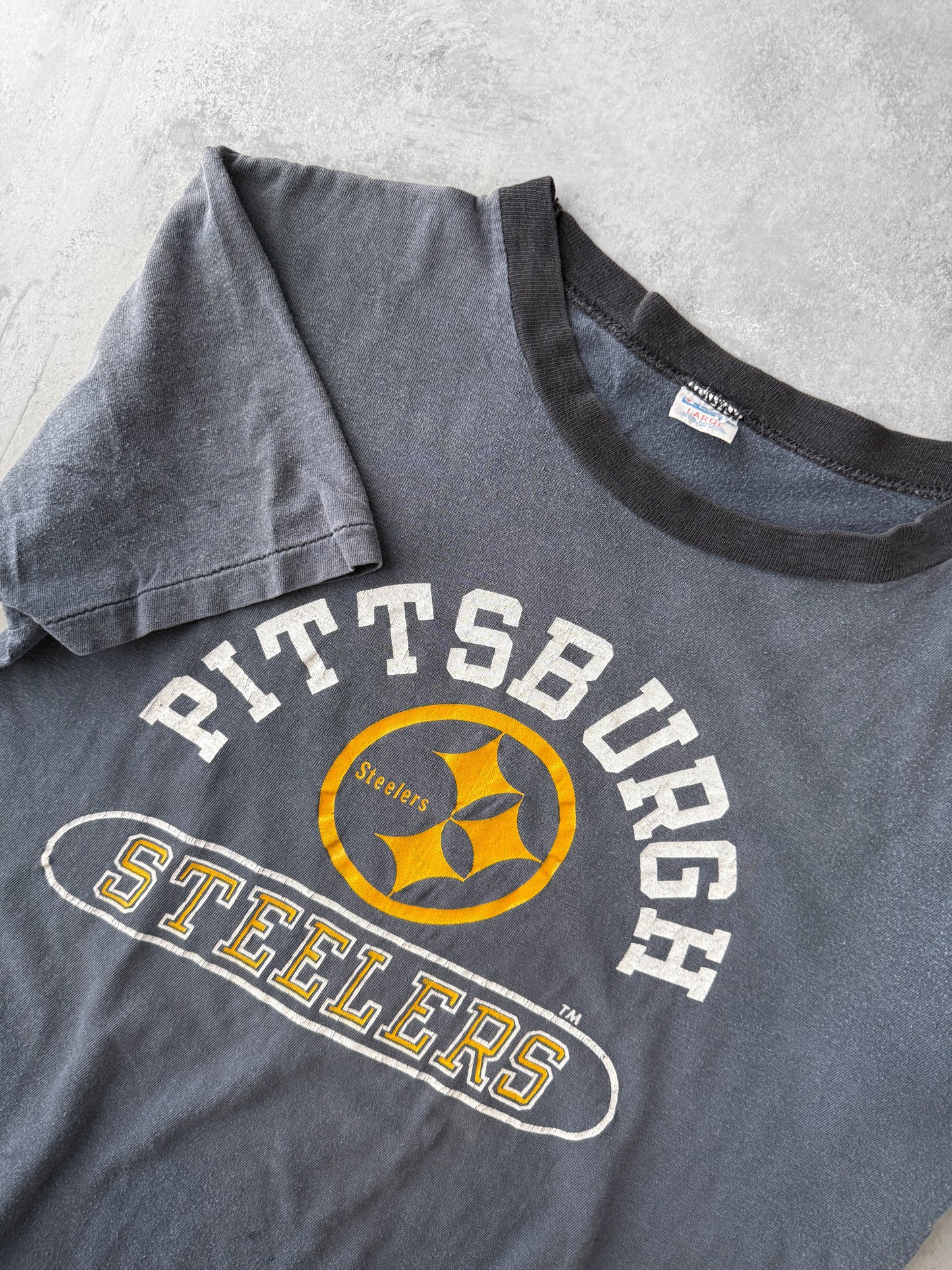 Pittsburgh Steelers Ringer T-Shirt 80's - Small / Medium