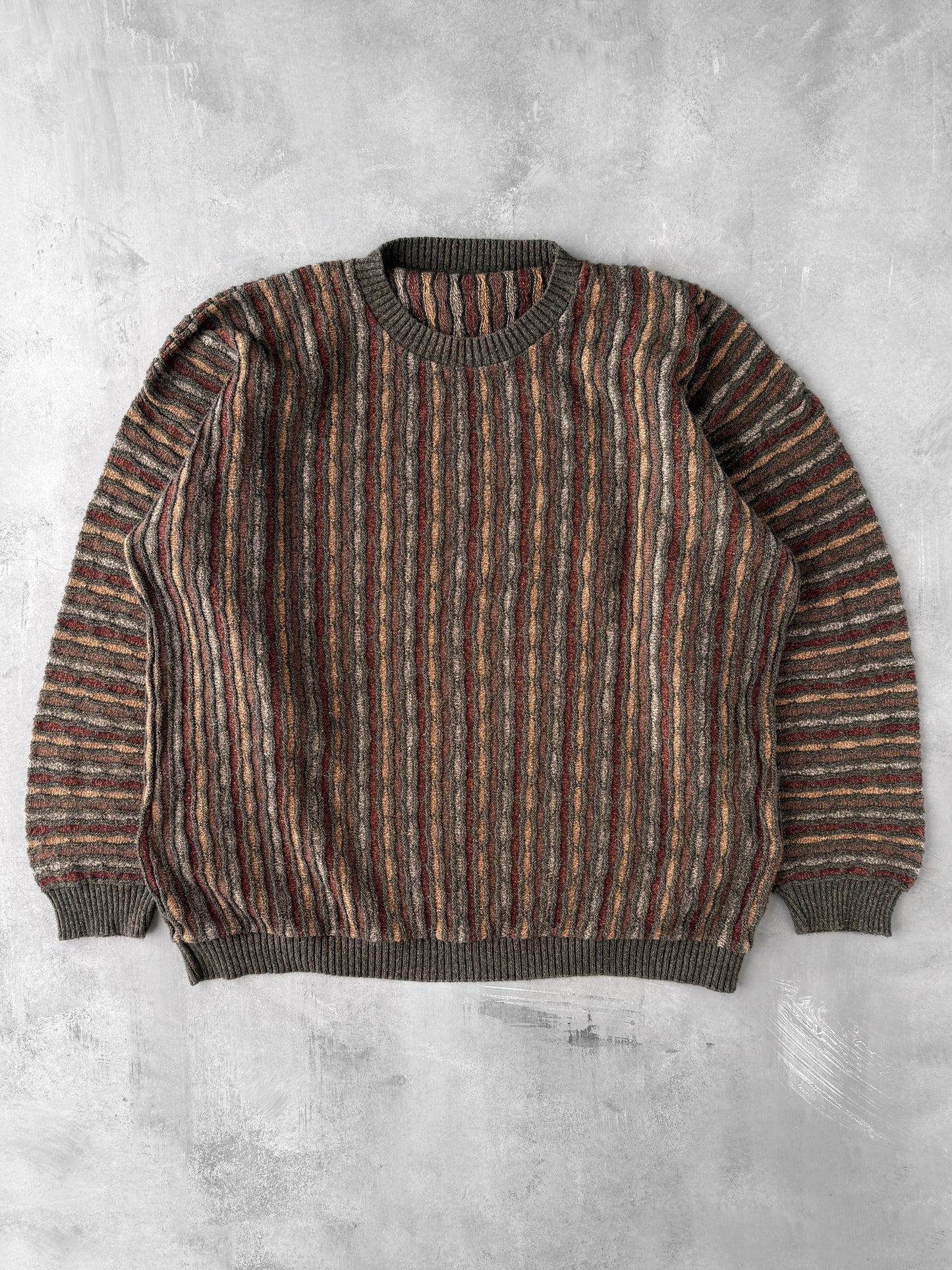Textured Stripe Sweater Y2K - XXL