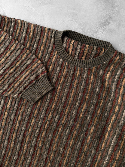 Textured Stripe Sweater Y2K - XXL