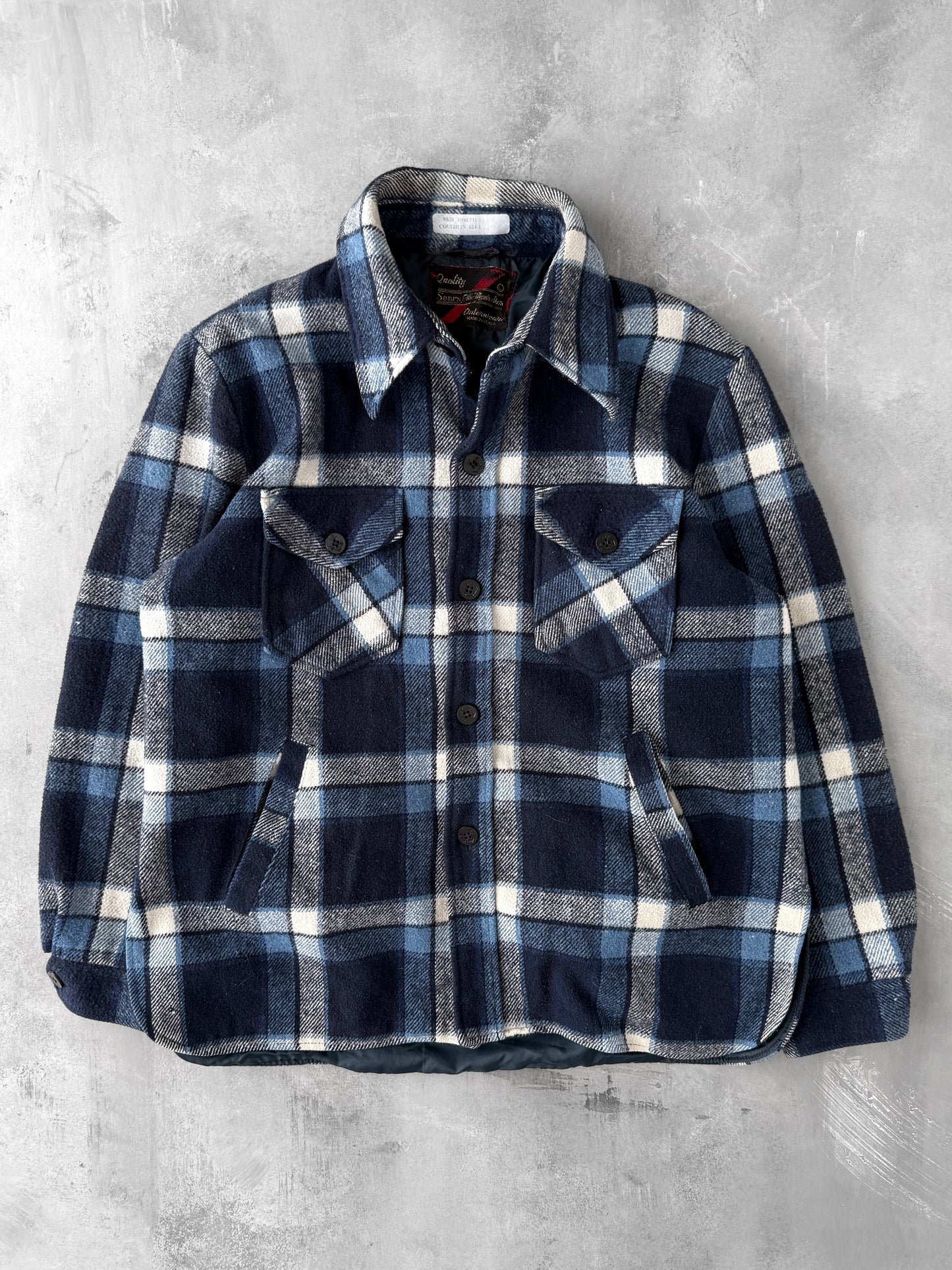 Lined Plaid Chore Shirt 80's - Large